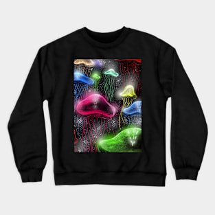 Glowing Colorful Jellyfish Underwater Crewneck Sweatshirt